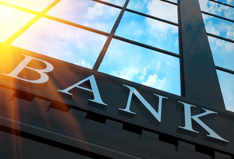 Bank Beschriftung von aussen