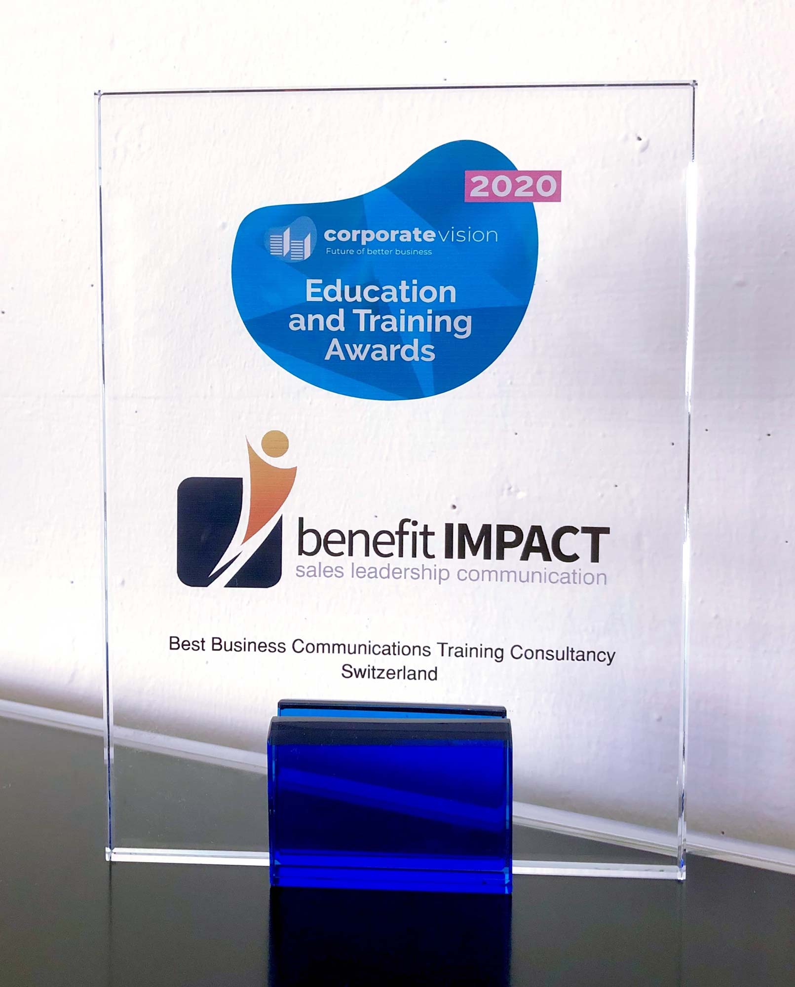 Award 2020 Best Business Communication Training Consultancy Switzerland benefitIMPACT