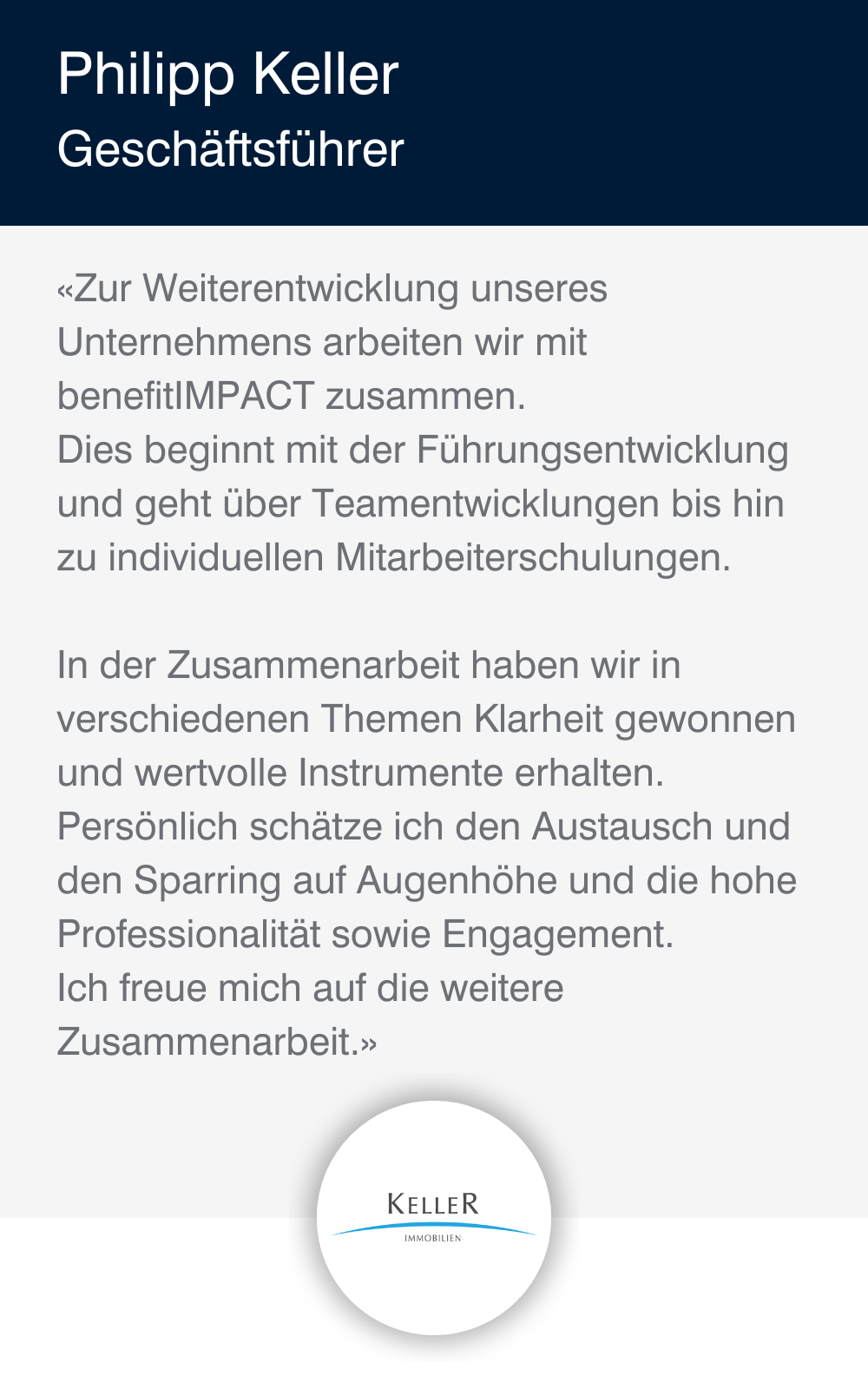 Testimonial - Auftraggeberaussage - Führung - Keller Immobilien - Philipp Keller